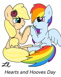 Size: 768x960 | Tagged: safe, artist:zapple-love, applejack, rainbow dash, pony, g4, female, heart eyes, lesbian, ship:appledash, shipping, wingding eyes