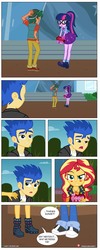 Size: 1000x2500 | Tagged: safe, artist:dieart77, flash sentry, sci-twi, sunset shimmer, timber spruce, twilight sparkle, equestria girls, equestria girls series, g4, blushing, boots, comic, discussion in the comments, female, frown, geode of empathy, geode of telekinesis, graveyard of comments, grin, high heel boots, holiday, lidded eyes, looking down, magical geodes, male, raised eyebrow, sad, ship:flashimmer, shipping, shipping war in the comments, shoes, shy, smiling, smirk, sneakers, speech bubble, straight, timbertwi, valentine, valentine's day