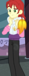 Size: 282x720 | Tagged: safe, screencap, nolan north, equestria girls, equestria girls series, g4, street chic, spoiler:eqg series (season 2), background human, clothes, cropped, leaf, pants, scarf, solo