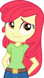 Size: 1641x2888 | Tagged: safe, artist:sketchmcreations, edit, editor:slayerbvc, vector edit, apple bloom, equestria girls, equestria girls series, g4, happily ever after party, accessory-less edit, arm behind back, cropped, cyoa, female, frown, happily ever after party: rainbow dash, missing accessory, simple background, solo, transparent background, vector, worried