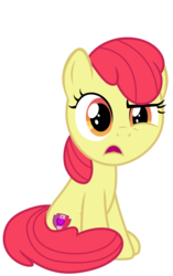 Size: 2038x3241 | Tagged: safe, artist:sketchmcreations, edit, editor:slayerbvc, vector edit, apple bloom, earth pony, pony, g4, marks for effort, accessory-less edit, annoyed, cutie mark, female, filly, high res, missing accessory, open mouth, simple background, sitting, solo, the cmc's cutie marks, transparent background, vector