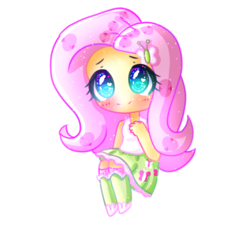 Size: 2222x2000 | Tagged: safe, artist:smollawliet, fluttershy, human, equestria girls, g4, blushing, chibi, cute, female, heart eyes, high res, shyabetes, simple background, solo, transparent background, wingding eyes
