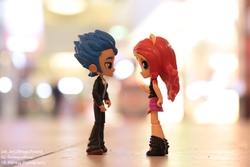 Size: 6000x4000 | Tagged: safe, artist:artofmagicpoland, flash sentry, sunset shimmer, equestria girls, equestria girls series, g4, doll, equestria girls minis, female, light porn, male, ship:flashimmer, shipping, shopping mall, straight, toy