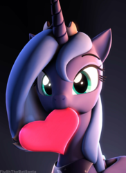 Size: 1490x2044 | Tagged: safe, artist:flushthebatsanta, princess luna, alicorn, pony, g4, 3d, cute, female, heart, mare, nom, s1 luna, solo, source filmmaker