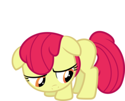 Size: 4500x3650 | Tagged: safe, artist:slb94, edit, editor:slayerbvc, vector edit, apple bloom, earth pony, pony, call of the cutie, g4, absurd resolution, accessory-less edit, cute, female, filly, floppy ears, head down, missing accessory, sad, sadorable, simple background, solo, transparent background, vector