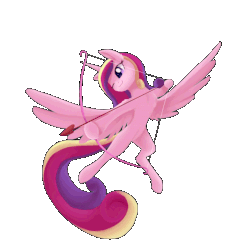 Size: 600x650 | Tagged: safe, artist:dusthiel, artist:szafir87, princess cadance, alicorn, pony, animated, arrow, blinking, bow (weapon), bow and arrow, c:, cupid, cupidance, cute, cutedance, female, flapping, flying, gif, heart, heart arrow, hoof hold, leg fluff, mare, missing accessory, one eye closed, princess of love, princess of shipping, simple background, smiling, solo, spread wings, transparent background, weapon, wings, wink