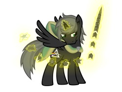 Size: 3500x2625 | Tagged: safe, artist:bigrodeo, oc, oc only, oc:quantum flash, alicorn, pony, alicorn oc, cloak, clothes, high res, magic, male, robe, simple background, solo, stallion, sword, weapon, white background