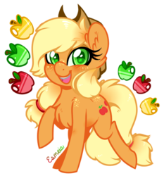 Size: 447x480 | Tagged: safe, artist:esmeia, applejack, earth pony, pony, g4, cowboy hat, cute, female, freckles, hat, jackabetes, looking at you, mare, simple background, smiling, solo, transparent background