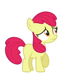 Size: 5430x6486 | Tagged: safe, artist:estories, edit, editor:slayerbvc, vector edit, apple bloom, earth pony, pony, g4, absurd resolution, accessory-less edit, female, filly, looking up, missing accessory, raised hoof, sad, simple background, solo, transparent background, vector