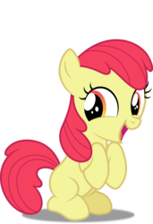 Size: 3069x4500 | Tagged: safe, artist:dashiesparkle edit, edit, editor:slayerbvc, vector edit, apple bloom, earth pony, pony, for whom the sweetie belle toils, g4, accessory-less edit, adorabloom, cute, female, filly, happy, missing accessory, open mouth, simple background, sitting, solo, transparent background, vector