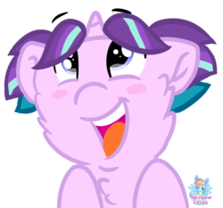 Size: 832x776 | Tagged: safe, artist:rainbow eevee, starlight glimmer, pony, unicorn, g4, cheek fluff, chest fluff, cute, eye shimmer, female, filly, filly starlight glimmer, floating eyebrows, floppy ears, fluffy, glimmerbetes, happy, looking up, open mouth, simple background, smiling, solo, transparent background, younger