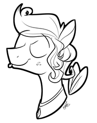 Size: 1355x1716 | Tagged: safe, artist:binkyt11, flutter pony, :p, bust, crossover, eyes closed, freckles, lineart, male, medibang paint, meta, monochrome, murfy, rayman, signature, silly, simple background, stallion, tongue out, white background