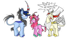 Size: 1024x586 | Tagged: safe, artist:thurder2020, kirin, pony, jean pierre polnareff, jojo's bizarre adventure, jotaro kujo, kirin-ified, noriaki kakyoin, polnareff, ponified, species swap