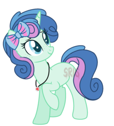 Size: 1173x1297 | Tagged: safe, artist:superrosey16, oc, oc only, pony, unicorn, crack ship offspring, female, mare, offspring, parent:bon bon, parent:party favor, parents:partybon, simple background, solo, transparent background