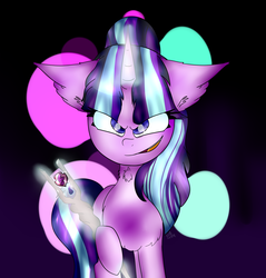 Size: 3520x3680 | Tagged: safe, artist:darkiezz, starlight glimmer, pony, unicorn, g4, the cutie map, female, glowing horn, high res, horn, s5 starlight, slasher smile, smiling, smirk, solo, staff, staff of sameness