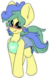 Size: 739x1174 | Tagged: safe, artist:k-kopp, oc, oc only, oc:candy apple, pony, big ears, clothes, female, simple background, solo, transparent background