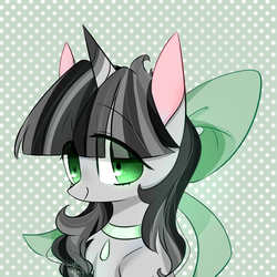 Size: 1500x1500 | Tagged: safe, artist:lity, oc, oc only, pony, unicorn, bow, chest fluff, colored horn, hair bow, horn, jewelry, necklace, solo