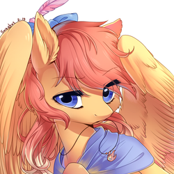 Size: 1000x1000 | Tagged: safe, artist:swaybat, oc, oc only, pegasus, pony, bow, female, jewelry, mare, necklace, simple background, solo, white background