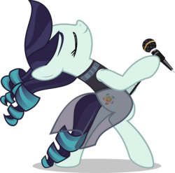 Size: 5555x5492 | Tagged: safe, artist:jhayarr23, coloratura, earth pony, pony, g4, absurd resolution, bipedal, bohemian rhapsody, clothes, eyes closed, female, freddie mercury, mare, microphone, see-through, see-through skirt, simple background, skirt, solo, transparent background, vector