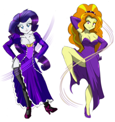 Size: 3008x3192 | Tagged: safe, artist:danmakuman, adagio dazzle, rarity, human, equestria girls, g4, armpits, female, high res