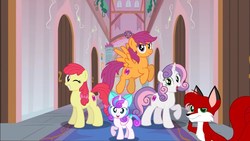 Size: 1280x720 | Tagged: safe, artist:aleximusprime, apple bloom, princess flurry heart, scootaloo, sweetie belle, oc, oc:tricky fox, alicorn, earth pony, fox, pegasus, pony, unicorn, g4, cutie mark crusaders, older, youtube link