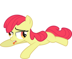 Size: 3000x2473 | Tagged: safe, artist:deadparrot22, edit, editor:slayerbvc, vector edit, apple bloom, earth pony, pony, g4, accessory-less edit, derp, female, high res, lidded eyes, missing accessory, prone, simple background, solo, tongue out, transparent background, vector
