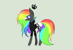 Size: 982x666 | Tagged: safe, artist:jaxie-beanz, artist:mlplove4ever, oc, oc only, oc:rainbow rider, earth pony, pony, base used, blaze (coat marking), clothes, coat markings, commission, ear piercing, earring, facial markings, female, gray background, hoodie, jewelry, mare, piercing, rainbow hair, simple background, solo