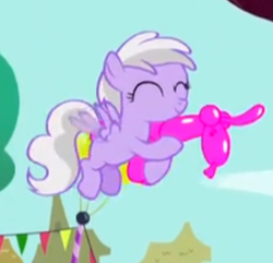 Size: 323x311 | Tagged: safe, screencap, sweet pop, pegasus, pony, g4, the one where pinkie pie knows, balloon, balloon animal, cropped
