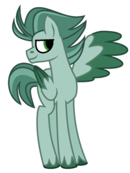 Size: 730x972 | Tagged: safe, artist:bolivianite, oc, oc only, oc:green paper, pegasus, pony, colored wings, colored wingtips, magical gay spawn, offspring, parent:big macintosh, parent:soarin', parents:soarmac, simple background, solo, unshorn fetlocks, white background