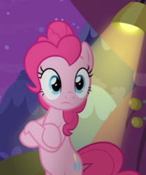 Size: 504x603 | Tagged: safe, screencap, pinkie pie, earth pony, pony, g4, horse play, my little pony: friendship is magic, bipedal, cropped, crossed hooves, female, looking at you, mare