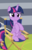 Size: 406x644 | Tagged: safe, screencap, spike, twilight sparkle, alicorn, pony, g4, horse play, my little pony: friendship is magic, chair, cropped, director spike, director's chair, female, hooves to the chest, offscreen character, sitting, smiling, solo focus, twilight sparkle (alicorn)