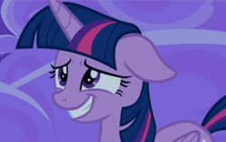 Size: 1486x937 | Tagged: safe, screencap, twilight sparkle, alicorn, pony, g4, horse play, my little pony: friendship is magic, cropped, female, floppy ears, nervous smile, solo, twilight sparkle (alicorn)