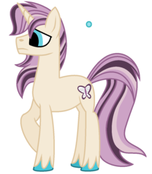 Size: 994x1136 | Tagged: safe, artist:bolivianite, oc, oc only, oc:primrose, pony, unicorn, colored hooves, magical lesbian spawn, offspring, parent:fluttershy, parent:rarity, parents:flarity, simple background, solo, unshorn fetlocks, white background