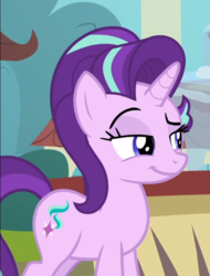 Size: 597x787 | Tagged: safe, screencap, starlight glimmer, pony, unicorn, g4, the parent map, cropped, female, lidded eyes, mare, raised eyebrow, smiling, smirk, solo