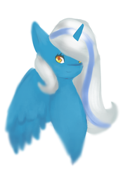 Size: 2256x3231 | Tagged: safe, artist:monstycat, oc, oc:fleurbelle, alicorn, pony, adorabelle, alicorn oc, cute, hair over one eye, happy, high res, long hair, long mane, looking at you, ocbetes, smiling, sweet, yellow eyes