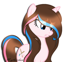 Size: 648x632 | Tagged: safe, artist:m-ythiichan, oc, oc only, oc:aqua glacier, pony, unicorn, base used, eye clipping through hair, female, looking to the right, mare, signature, simple background, solo, transparent background