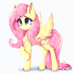 Size: 2200x2200 | Tagged: safe, artist:audriearts, fluttershy, pegasus, pony, g4, chest fluff, colored hooves, cute, ear fluff, female, high res, mare, shyabetes, simple background, solo, transparent background