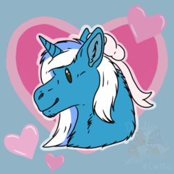 Size: 500x500 | Tagged: safe, artist:doodleswithacatto, oc, oc:fleurbelle, alicorn, pony, adorabelle, adorable face, alicorn oc, bow, cute, female, hair bow, happy, heart, long hair, long mane, mare, ribbon, smiling, solo, sweet