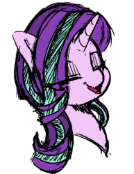Size: 422x547 | Tagged: safe, artist:tre, starlight glimmer, pony, unicorn, g4, bust, eyes closed, female, hair over one eye, mare, open mouth, portrait, simple background, solo, transparent background