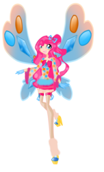 Size: 900x1478 | Tagged: safe, artist:bianca2012, pinkie pie, fairy, human, equestria girls, g4, boots, clothes, crossover, dress, fairy wings, female, gloves, hasbro, hasbro studios, high heel boots, high heels, humanized, lovix, rainbow s.r.l, shoes, solo, winged humanization, wings, winter boots, winter outfit, winx club, winxified