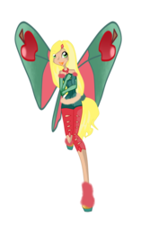 Size: 900x1350 | Tagged: safe, artist:bianca2012, applejack, fairy, human, equestria girls, g4, boots, clothes, crossover, fairy wings, female, gloves, hasbro, hasbro studios, high heel boots, high heels, humanized, lovix, rainbow s.r.l, shoes, solo, winged humanization, wings, winter boots, winter outfit, winx club, winxified