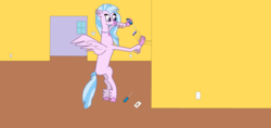 Size: 2720x1280 | Tagged: safe, alternate version, artist:theawesomeguy98201, silverstream, classical hippogriff, hippogriff, g4, electrical outlet, electrical wires, finished background, screwdriver, wings