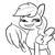Size: 1650x1650 | Tagged: safe, artist:tjpones, rainbow dash, pegasus, pony, g4, black and white, female, grayscale, grin, implied pregnancy, looking at you, mare, meme, monochrome, pregnancy test, pregnancy test meme, pregnant, simple background, sketch, smiling, white background, wing hands, wing hold