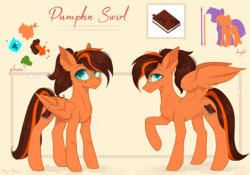 Size: 2768x1940 | Tagged: safe, artist:magicbalance, oc, oc only, oc:pumpkin swirl, pegasus, pony, blue eyes, female, glasses, mare, reference sheet, solo, wings