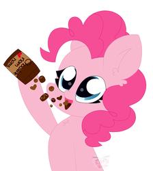 Size: 3120x3488 | Tagged: safe, artist:kittyrosie, pinkie pie, earth pony, pony, g4, candy, chocolate, cute, diapinkes, female, food, high res, mare, open mouth, simple background, solo, white background