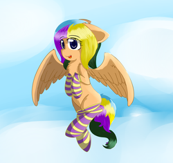 Size: 3366x3177 | Tagged: safe, artist:ppptly, oc, oc only, oc:program mouse, pegasus, pony, cute, female, high res, open mouth, simple background, socks, solo, spread wings, striped socks, teeth, wings