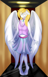 Size: 1881x3000 | Tagged: safe, artist:shamy-crist, oc, oc only, oc:sally lovely, pegasus, anthro, unguligrade anthro, clothes, female, glasses, mare, skirt, solo, vest