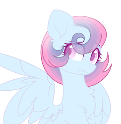 Size: 2908x2980 | Tagged: safe, artist:dashblitzfan4ever, oc, oc only, oc:crystal dream, pegasus, pony, chest fluff, eye clipping through hair, eyebrows, eyebrows visible through hair, female, high res, mare, one wing out, simple background, solo, wavy mouth, white background, wings