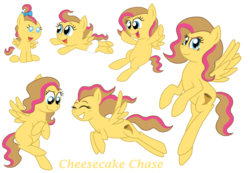 Size: 1024x707 | Tagged: safe, artist:crazynutbob, oc, oc:cheesecake chase, pegasus, pony, adult, baby, bow, diaper, female, filly, flying, foal, growing up, hair bow, mare, multicolored hair, offspring, parent:cheese sandwich, parent:pinkie pie, parents:cheesepie, teenager