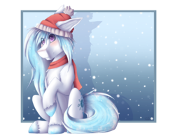 Size: 2113x1670 | Tagged: safe, artist:fluxittu, oc, oc only, oc:snow flow, earth pony, pony, clothes, male, scarf, solo, stallion, winter cap, winter hat